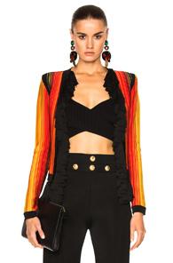 Balmain Stripe Jacket In Black,red,stripes,yellow