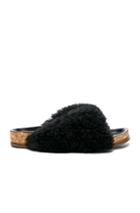 Chloe Shearling Fur Kerenn Sandals In Black