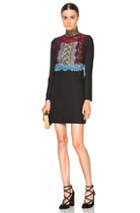 Valentino Macrame Plastron Long Sleeve Dress In Black