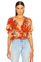 Icons Ruffle Cha Cha Top In Floral,red