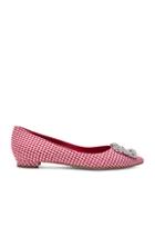 Manolo Blahnik Gingham Hangisi Flats In Red,checkered & Plaid