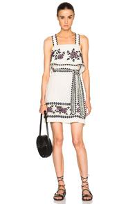 Suno Cross Stitch Tie Dress In Neutrals