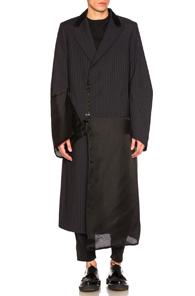 Off-white Panel Zip Coat In Blue,stripes