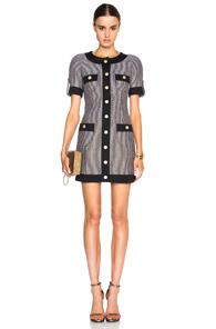Pierre Balmain Button Front Mini Dress In Black,pink