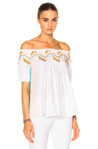 Peter Pilotto Paneled Cotton Top In White,stripes