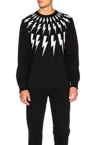 Neil Barrett Thunderbolt Fair Isle Sweatshirt In Black