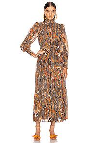Ulla Johnson Constantine Dress In Brown,metallic,paisley