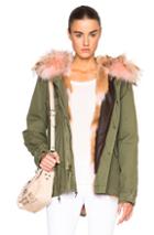 Mr & Mrs Italy Mini Army Parka Jacket With Coyote Fur In Green