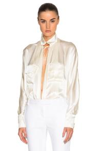 Alexandre Vauthier Silk Blouse In Neutrals