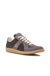 Maison Margiela Replica Calf & Lambskin Leather Sneakers In Black