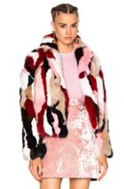 Msgm Fur Jacket In Pink,neutrals,abstract
