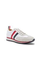 Thom Browne Suede Running Shoes In White