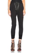 Unravel Lace Front Cotton & Leather Sweatpants In Black