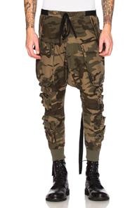 Unravel Parachute Cargo Pants In Abstract,green