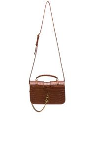Saint Laurent Medium Croc Embossed Charlotte Messenger Bag In Animal Print,brown