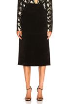 Saint Laurent Button Front Leather Midi Skirt In Black