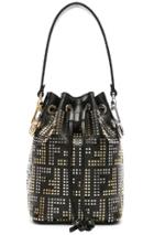 Fendi Mini Logo Studded Mon Tresor In Black,metallic