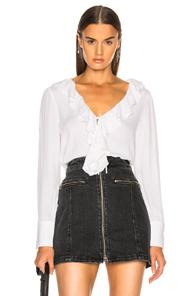 Frame Ruffle Up Top In White
