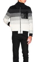 J.w. Anderson Degrade Combo Bomber In Black,white,stripes