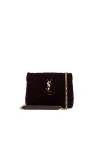 Saint Laurent Small Velvet Monogramme Loulou Chain Bag In Red