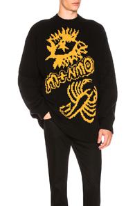 Stella Mccartney Crewneck Sweater In Black,yellow