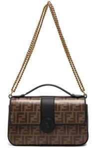 Fendi Double F Shoulder Bag In Brown