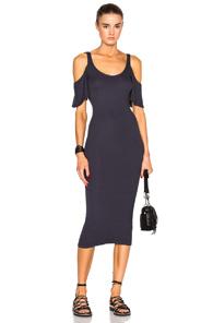 Enza Costa Rib Flutter Sleeve Dress In Gray