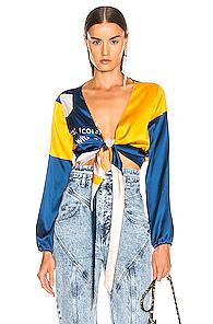 Beau Souci Amaretto Top In Blue,yellow
