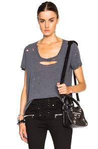 Unravel Basic Distressed Tee In Blue