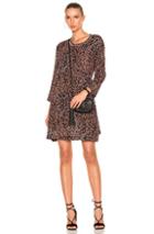Raquel Allegra Long Sleeve Bell Dress In Animal Print,black,orange