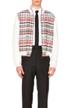 Thom Browne Zip Up Madras Varsity Jacket In Checkered & Plaid,green,red,white