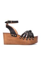Isabel Marant Etoile Zia Leather Wedge Sandals In Black