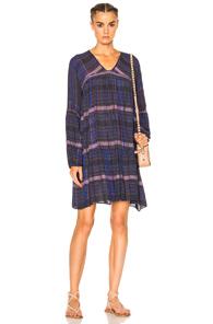 Apiece Apart Idina Wabi Dress In Blue,checkered & Plaid