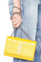 Saint Laurent Small Ostrich Embossed Monogramme Kate Chain Bag In Yellow