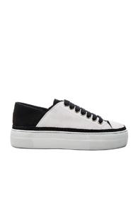 Ann Demeulemeester Suede Low Top Sneakers In White,black