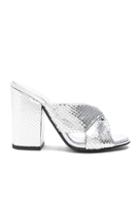 Alumnae Snakeskin Embossed Leather Soft X Block Heels In Metallics,animal Print