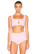 Marysia Swim Fwrd Exclusive Palm Springs Lace Up Bikini Top In Metallics,pink