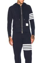 Thom Browne Distressed 4 Bar Stripe Hoodie In Blue