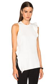 Proenza Schouler Double Face Silk Knit Ruffle Top In White