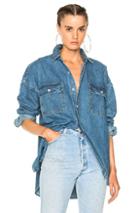 Fear Of God Oversized Button Up Shirt In Blue