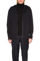 Lanvin Asymmetrical Cuts Zipped Hoodie In Blue