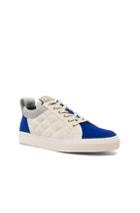 Balmain Quilted Suede Sneakers In Gray,blue