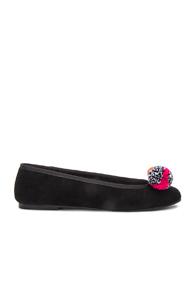 Sophia Webster Suede Bo Pom Pom Ballet Flats In Black