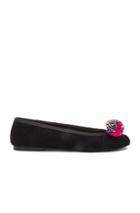 Sophia Webster Suede Bo Pom Pom Ballet Flats In Black