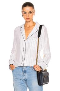 Frame Denim Pj Blouse In Stripes,white