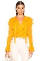 Jonathan Simkhai For Fwrd Ruffle Blouse In Yellow