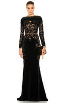 Zuhair Murad Embroidered Velvet Dress In Black
