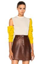 Calvin Klein 205w39nyc Merino Open Shoulder Sweater In White,yellow