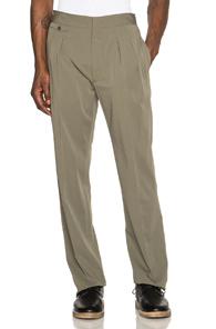 Lemaire Cool Wool Gabardine Two Pleated Pants In Green