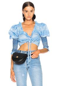 Ganni Charron Top In Blue
